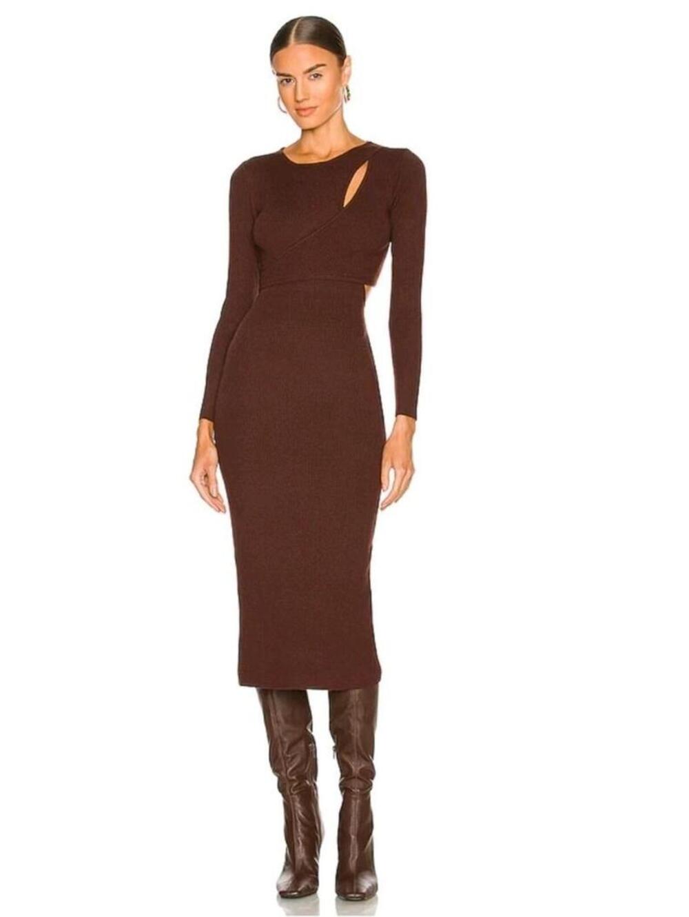 ASTR the Label Alora Cutout Sweater Midi Dress Brown / Size XS